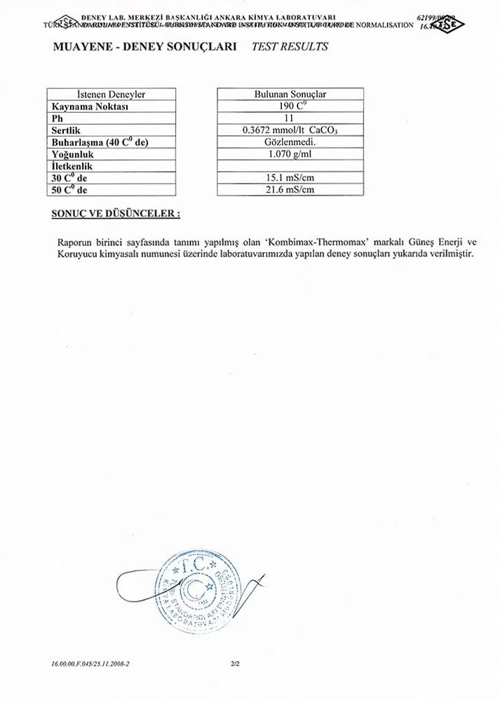 TSE Inspection and Test Results Kombimax - Termomax